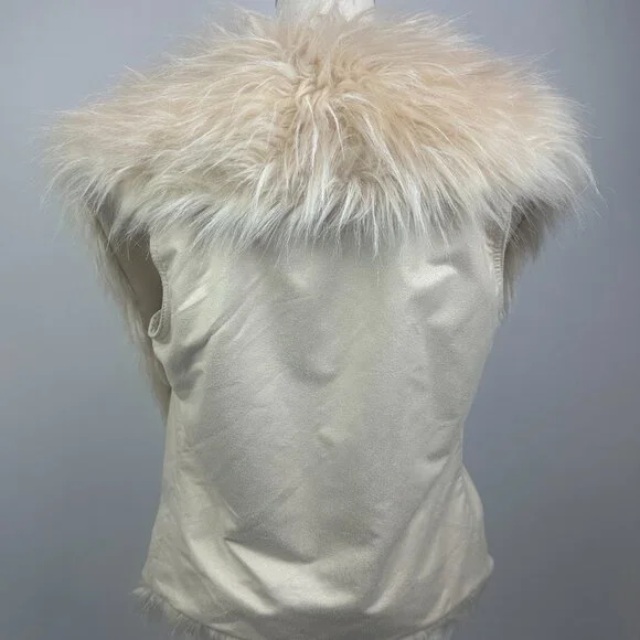 Simply Vera - Vera Wang - Front Stole Cream Faux Fur & Suede Vest - S/M - Picture 6 of 9